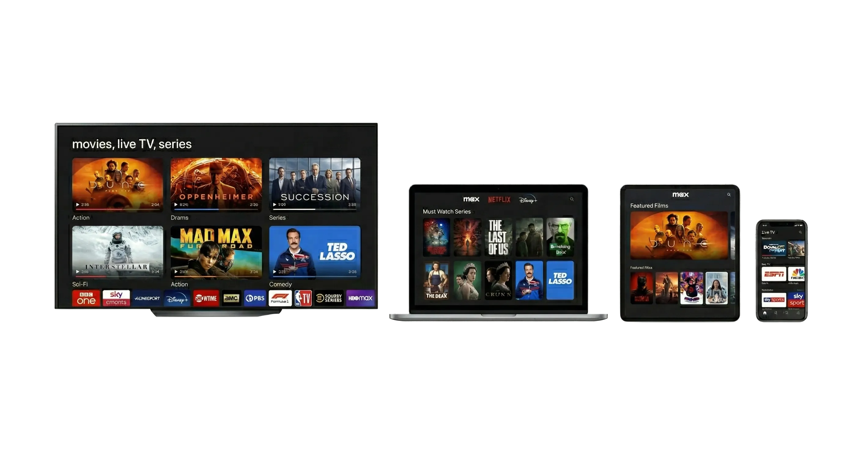 Watch StreamPro on Smart TV, laptop, tablet and smartphone